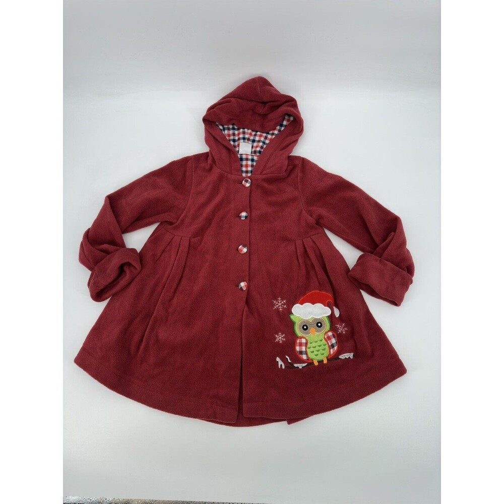 Maria Elena lined maroon corduroy long‎ coat sz 7/8 Birds Christmas stocking